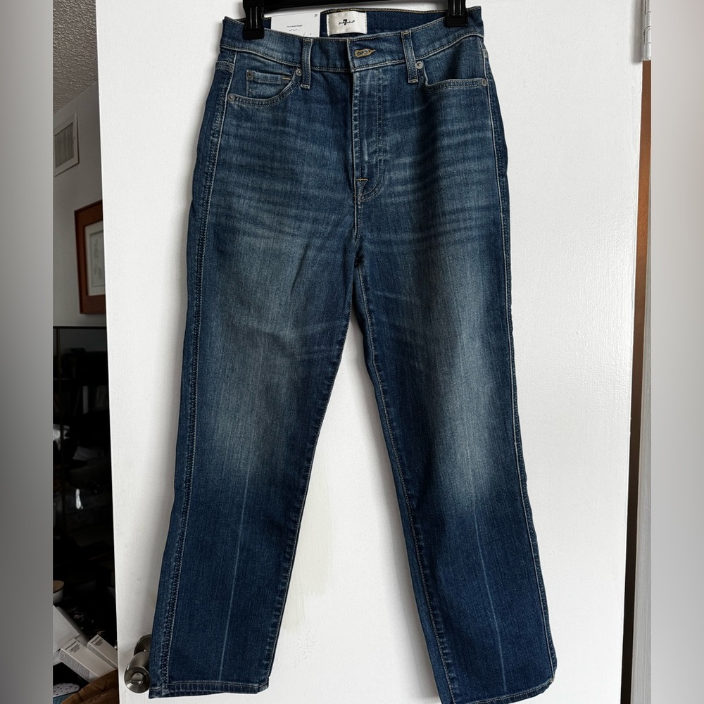 7 For All Mankind HW Cropped Straight Jeans